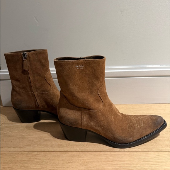 PRADA Suede Western Booties size 39 NWT - Picture 4 of 7